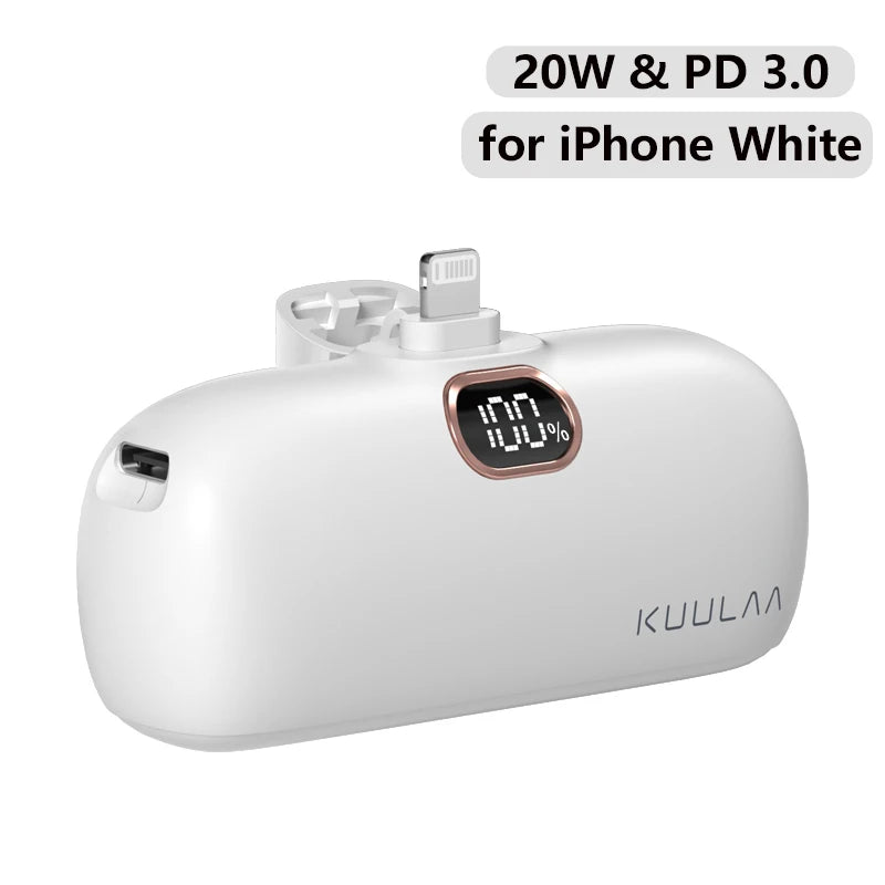 KUULAA Mini Power Bank 5000mAh iPhone/USB-c