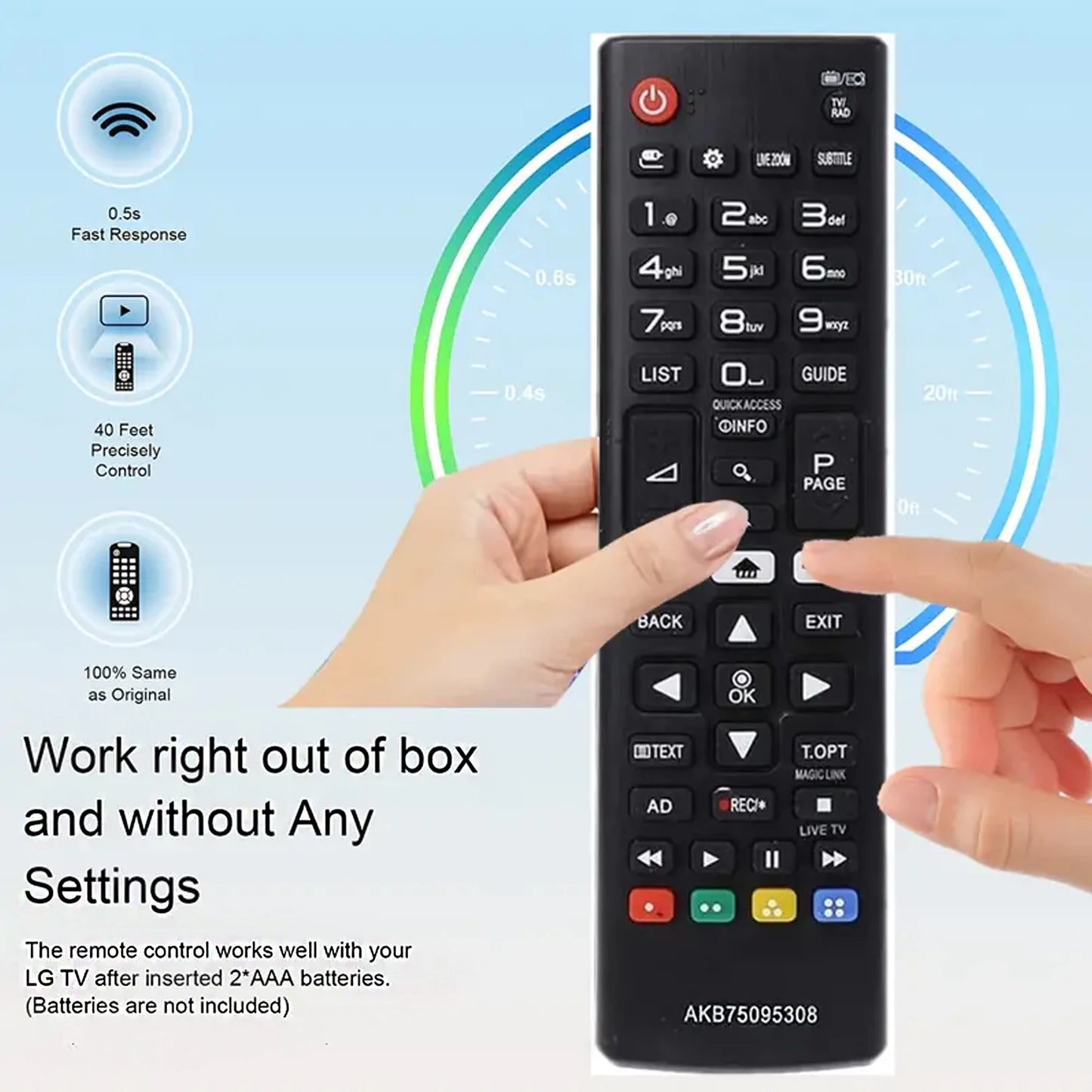 AKB75095308 Universal Remote Control for TV32LJ610V 43UJ634V 49UJ634V 55UJ634V 65UJ634V 43UJ6309 49UJ6309 60UJ6309 65UJ6309