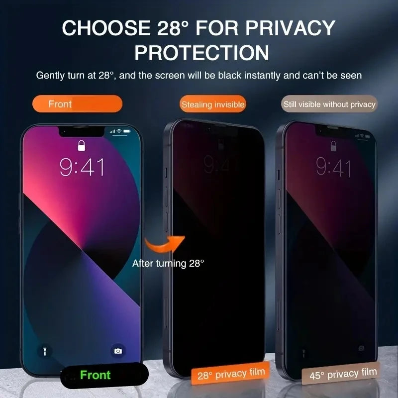 Privacy Tempered Glass Screen Protector For iPhones 15 14 13 12 11 Pro Max 13 Mini 15 14 8 Plus X XR And XS Max