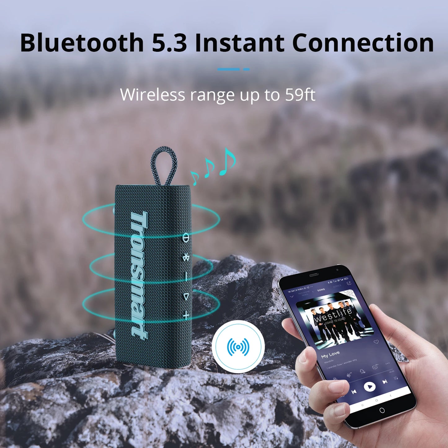 Tronsmart Trip Bluetooth 5.3 Speaker Dual-Driver Portable Speaker with IPX7 Waterproof, True Wireless Stereo for Outdoor