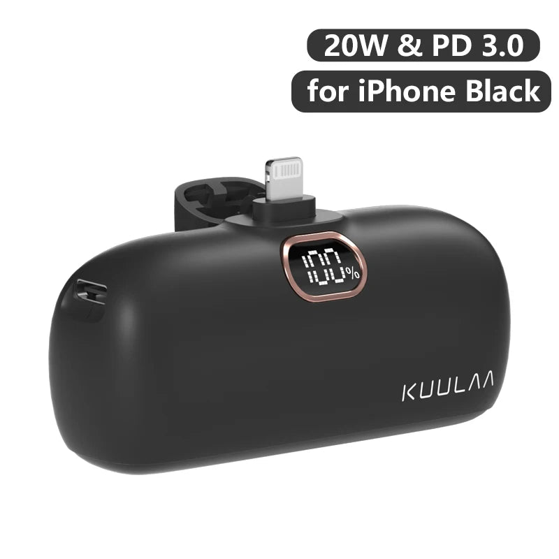 KUULAA Mini Power Bank 5000mAh iPhone/USB-c