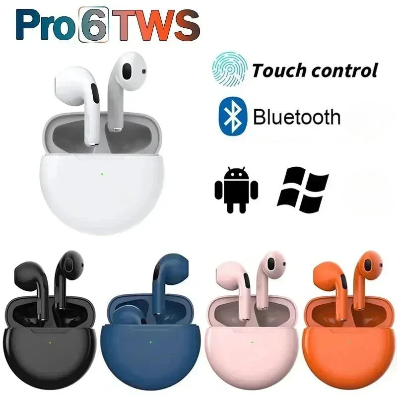 Pro 6 TWS Bluetooth Earphones Wireless Bluetooth Headset Noise Cancelling Earbuds with Mic Pro6 Wireless Headphones for IPhone