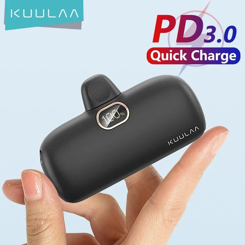 KUULAA Mini Power Bank 5000mAh iPhone/USB-c