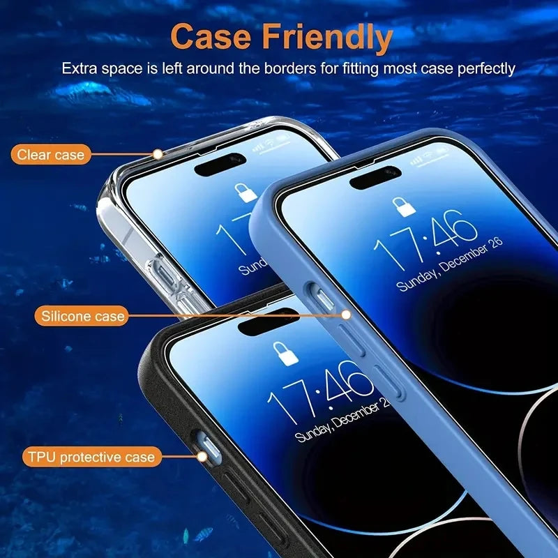 4PCS Full Cover Tempered Glass For iPhone 11 12 13 14 15 Pro Max Screen Protector For iPhone X XR XS Max 7 8 6 Glass Film