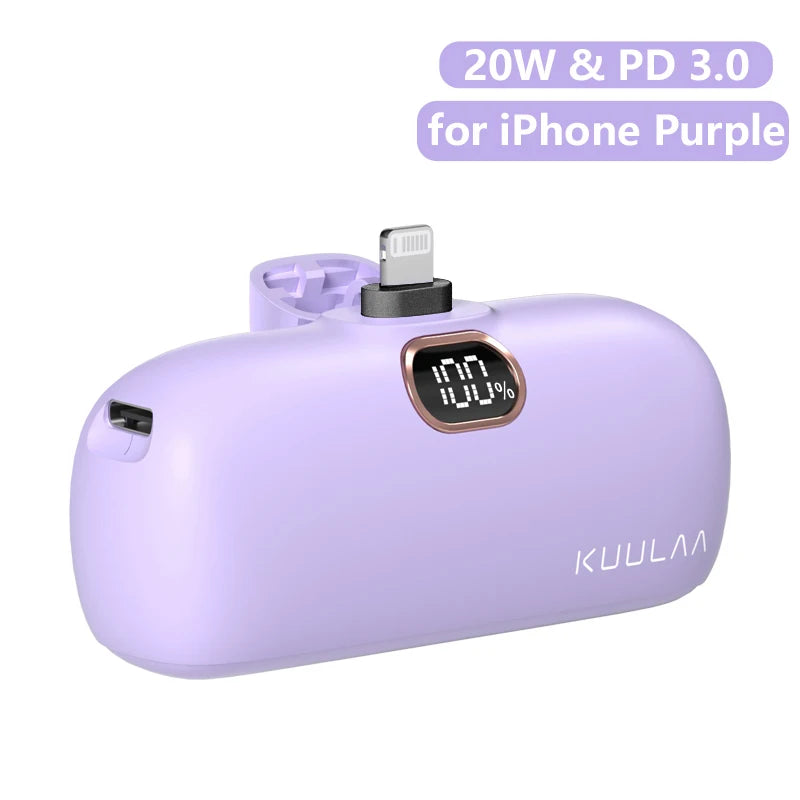 KUULAA Mini Power Bank 5000mAh iPhone/USB-c