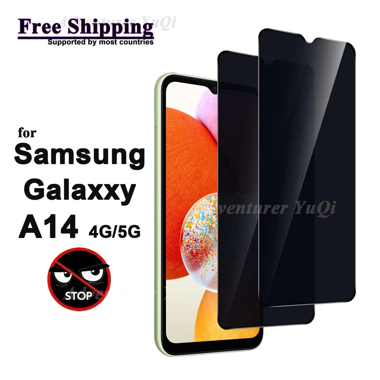 Privacy Screen Protector For Samsung Galaxy A14 4G 5G Tempered Glass Privacy Anti Peep Scratch 9H Case Friendly High Aluminum